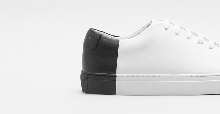 White Leather Sneaker with Black Heel